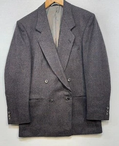 Henry Grethel Wallachs Mens Herringbone Retro Blazer Brown Black 80's Hankie - Picture 1 of 15
