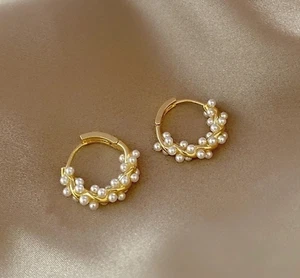 WaterProof/TarnishFree/StainlessSteel Korean Fashion Light Luxury Pearl Earrings - Picture 1 of 1