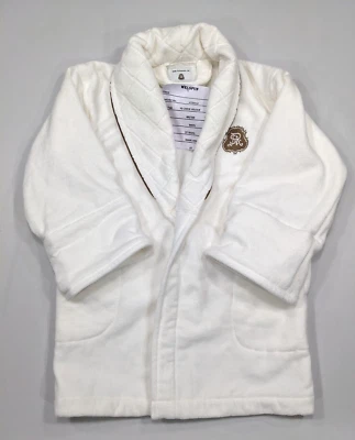 NEW St. Regis Shawl Robe White Check Velour Kids Size Small 3 to 6 years NO BELT - Image 1 of 4