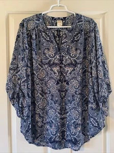 Faded Glory Womens long sleeve sheer floral blouse, 2X (18W-20W) - Picture 1 of 9