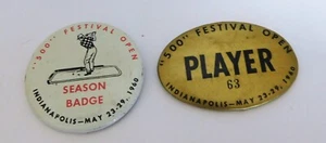 Two 1960 Indianapolis IN 500 Festival Open Golf Tournament Pin Back Buttons - Picture 1 of 8