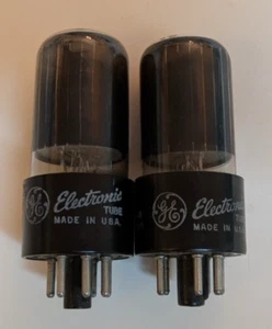 6V6GT GE NOS Test Matched Pair Tubes Black Glass Black Plate Bottom D Getter #2 - Picture 1 of 10