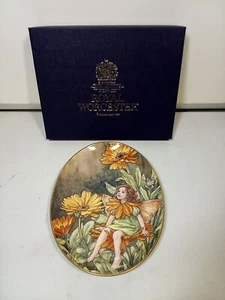 Royal Worcester Flower Fairies Oval Wall Plate, The Marigold Fairy - Picture 1 of 7