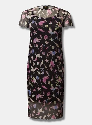 Vestido Midi Torrido 1 1X 14-16 Mujer La Sirenita Forrado Malla Camiseta Negra Foto 1 de 4