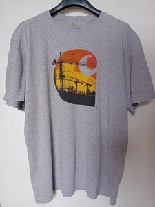 Carhartt Maddock T Shirt XL Grey Relaxed Fit Sunset Over Docks Graphic Print - Picture 1 of 15