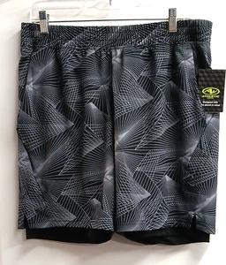 ATHLETIC WORKS DRIWORKS 8IN INSEAM MENS BUILT IN SHORT GEOMETRIC BLK/GRY M 32/34 - Imagen 1 de 7