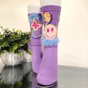 Girls Purple Junk Socks, Unique, Bright, Bold, Cotton Blend, Comfy Crew 9-12 Yrs - Picture 1 of 7