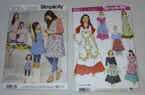 SIMPLICITY Sewing Pattern #8712 & 8827 Aprons Uncut Size S-L Women/Child/Doll - Picture 1 of 7
