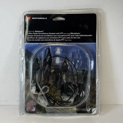 Motorola Talkabout 2 Way Radio Surveillance Headset with PTT Microphone Black N4 - Image 1 of 3