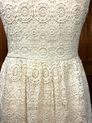 Anthropologie Women’s Lace Midi Dress Large Ivory Sleeveless Boho casual wedding - Image 1 of 4