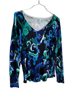 Chico's Swirl Damask Print Graphic Pattern Print sz 1 M Top Blouse (15 - Picture 1 of 11