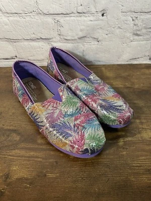 Sapato Slip-On TOMS Floral Juvenil Roxo Brilhante Glitter - Tamanho 4 - Imagem 1 de 4
