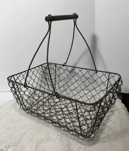 Woven Wire Mesh Primitive Collecting Basket Cottage Farmhouse 10.5" - Picture 1 of 4