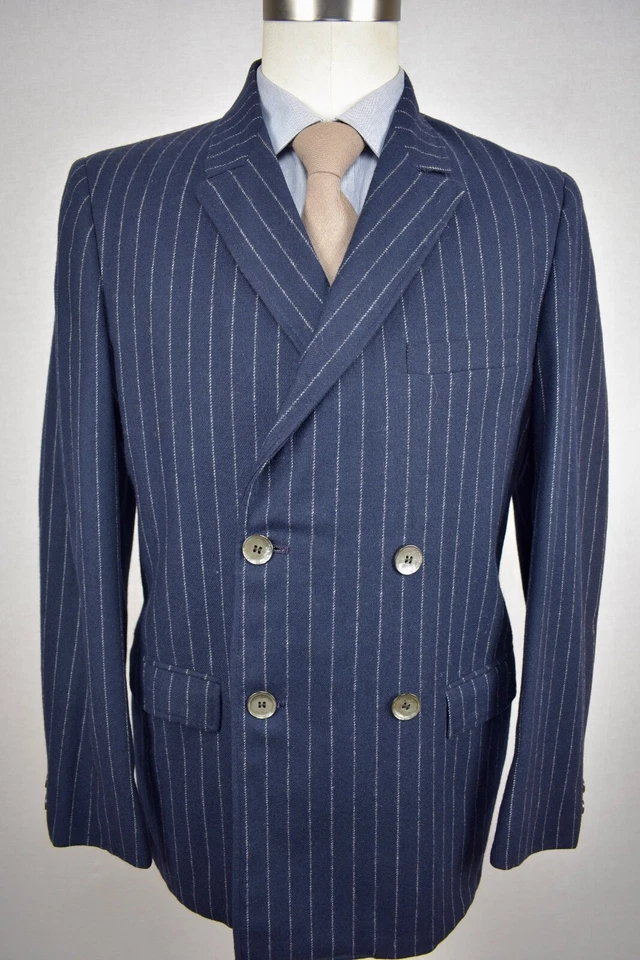 Abrigo deportivo 1962-1976 sin marca azul marino a rayas lana doble botonadura talla: 38S Foto 1 de 4