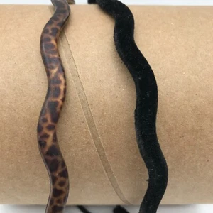 Black Animal Print Wavy Headbands (set of 2) - Picture 1 of 6