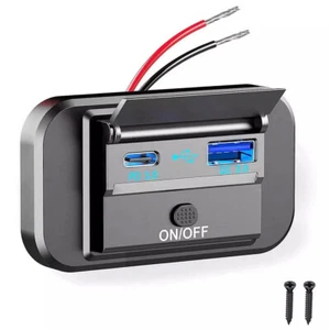 USB C Steckdose 12V/24V 55W PD & QC 3.0 USB KFZ Ladegerät Dose für Auto Boot LKW - Bild 1 von 10