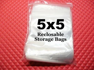 100 Reclosable Storage Bags 5''x 5'' Clear Plastic 2 Mil Zip-Lock Baggies 5x5 - Picture 1 of 3