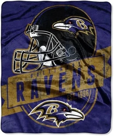 NFL Baltimore Ravens "Grandstand" Royal Plush Raschel Throw (50" X 60") Cover