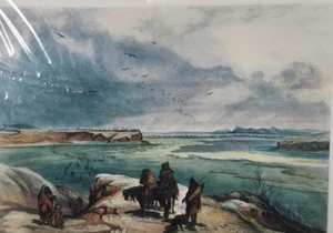 Fort Clark On The Missouri Print 11x14 Art Print by Karl Bodmer - Picture 1 of 8