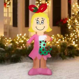 Luftgeblasene aufblasbare Cindy Lou Who 5 Fuß Weihnachten Dr. Seuss der Grinch Dekor NEU - Bild 1 von 2