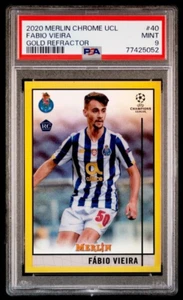 2020-21 Fabio Vieira Topps Merlin Chrome Gold Refractor Rookie Card 20/50 PSA 9 - Picture 1 of 3
