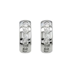 Channel Set Diamond Huggies Earrings, 0.55CT in 14k White Gold