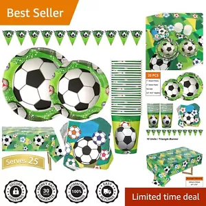 102PCS Soccer Birthday Party Supplies – Plates, Cups & Tableware for 25 Guests - Picture 1 of 10