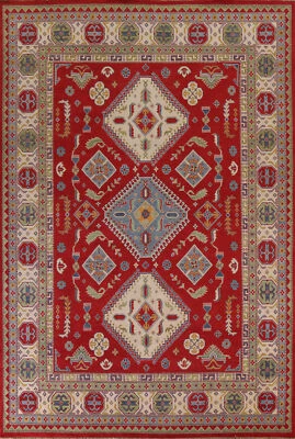 Alfombra de lana del suroeste kazajo: patrones tradicionales hechos a mano 9x12 pies Foto 1 de 4