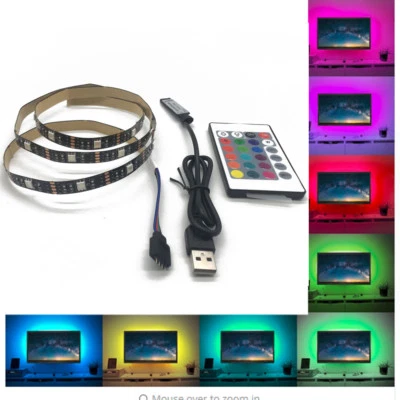 USB Powered RGB Color Change 5050 LED Strips Computer TV PC Back Light Kit DC 5V - Image 1 of 4