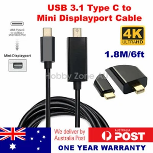 USB-C USB 3.1 Type C to Mini DisplayPort DP Male Cable 4K@60Hz 1.8m MacBook - Picture 1 of 9