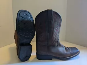Ariat Tombstone Square Toe Boot Boys Youth Size 3.5 Brown Leather 10004853 - Picture 1 of 10