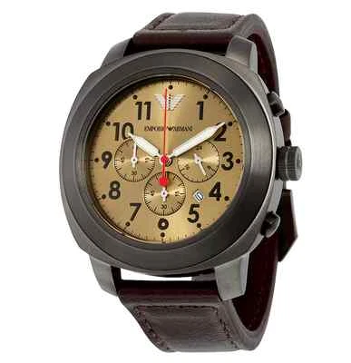 Vintage Emporio Armani Men's Sportivo AR6055 Gunmetal Leather Quartz Watch 46mm - Image 1 of 4