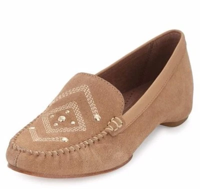 Mocasines Donald J Pliner para mujer Baja de gamuza con tachuelas sin usar, en caja camel talla 5,5 M Foto 1 de 4
