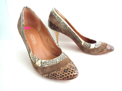 LATITUDE FEMME IT 38 Marfil y Taupe Serpiente y Gamuza Clásico Bomba Stiletto ITALIA Foto 1 de 4