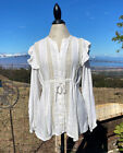 Urban Outfiters White Ruffle Lace Peasant cottagecore Long Sleeve Blouse