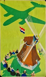 1945 HOLLAND REISEPLAKAT - WWII BEFREIUNG WINDMÜHLE TÄNZER - PAUL ERKELENS - Bild 1 von 5