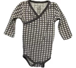 Petunia Pickle Bottom Boy Girl 3-6 Months Gray Houndstooth Organic Wrap Bodysuit - Picture 1 of 5