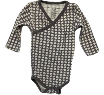 Body envolvente orgánico pata de gallo gris petunia pepinillo parte inferior niño niña 3-6 meses Foto 1 de 4