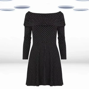 Ex Joe Browns Women’s Long Sleeve Bardot Polka Dot Dress in Black - Picture 1 of 4