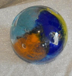 Studio Art Glass 3" Multicolor FLOWER ABSTRACT Controlled Bubbles PAPERWEIGHT - Picture 1 of 11