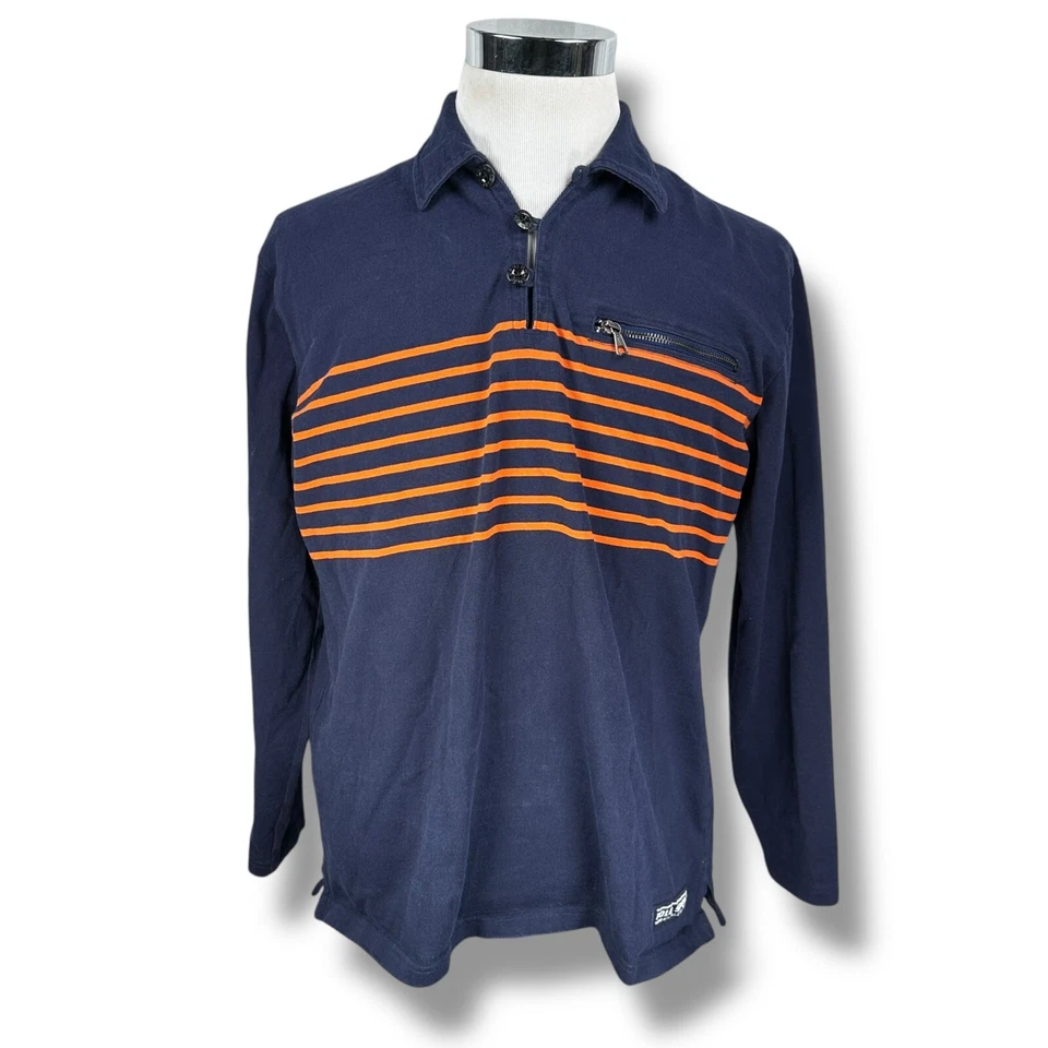 Sudadera deportiva polo vintage Ralph Lauren para hombre mediana azul naranja a rayas años 90 Foto 1 de 4