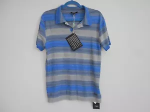 NWT C'N'C 100% Cotton Blue Gray Striped Men's Knit Sweater Size 36/50 - Picture 1 of 8