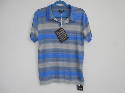 Suéter tejido para hombre nuevo con etiquetas C'n'C 100 % algodón azul gris a rayas talla 36/50 Foto 1 de 4