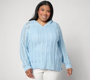 Susan Graver Open Stitch Tunic Sweater Robin's Egg S New - Picture 1 of 1