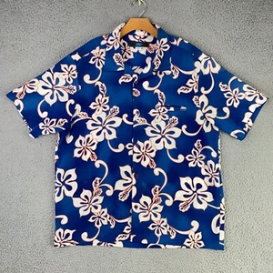 Vintage Rusty Hawaiian Shirt Mens XL Blue Orange Surfer Loop Collar Camp Resort - Picture 1 of 15