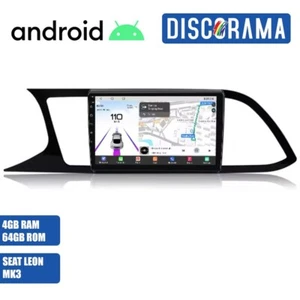 AUTORADIO ANDROID 4/64GB SEAT LEON MK3 2012-2020 STEREO AUTO TOUCH 9" WIFI NAVI - Foto 1 di 5