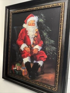CHRISTMAS FRAMED ELEGANT SANTA PRINT BY SUSAN COMISH ~ 17" x 14" Northern Forest - Picture 1 of 6
