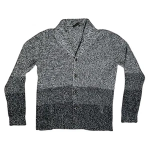 EXPRESS Men’s Cardigan Tri-color Gray Chunky Knit 100% Cotton Pockets sz M - Picture 1 of 8