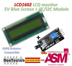 LCD1602 LCD Pantalla Azul Código Blanco 1602 5V + IIC I2C Módulo para ARDUINO - Imagen 1 de 6