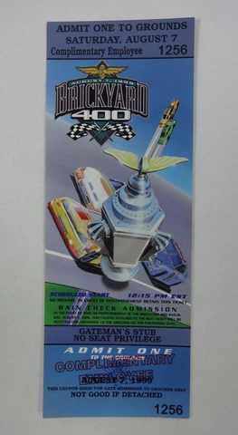 1999 Brickyard 400 Race Unused Employee Ticket Stub Nascar Winner Dale Jarrett Cover